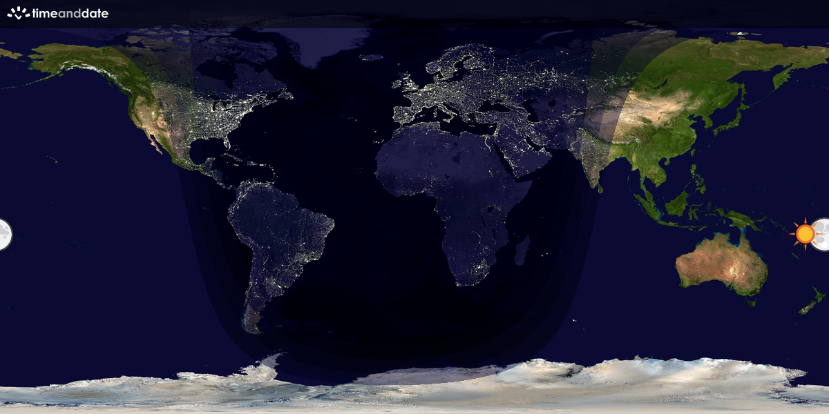 Verdenskart som viser dag og natt 