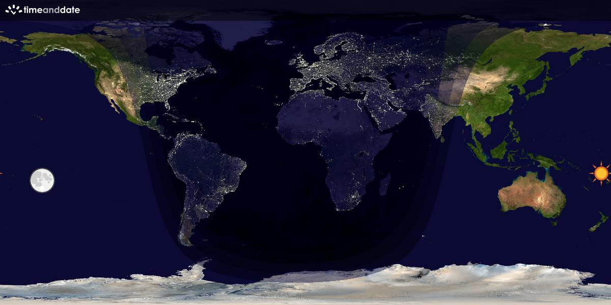 Verdenskart som viser dag og natt 