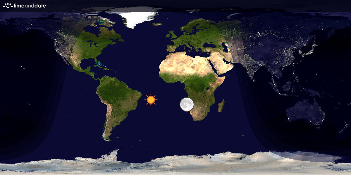 Verdenskart som viser dag og natt 