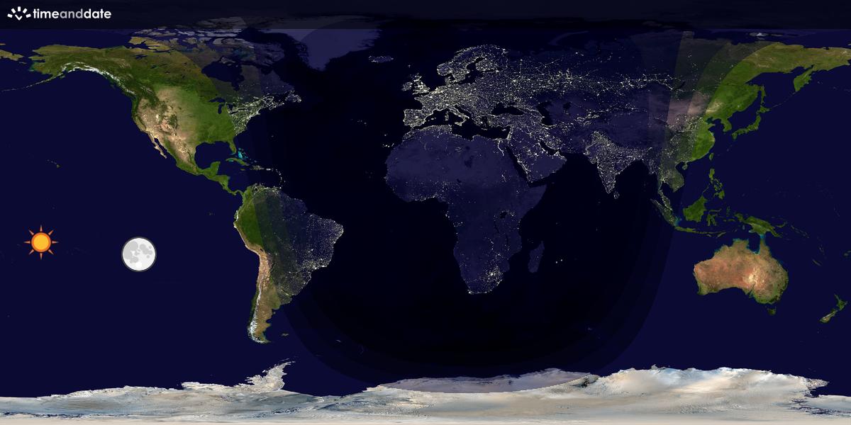 Verdenskart som viser dag og natt 