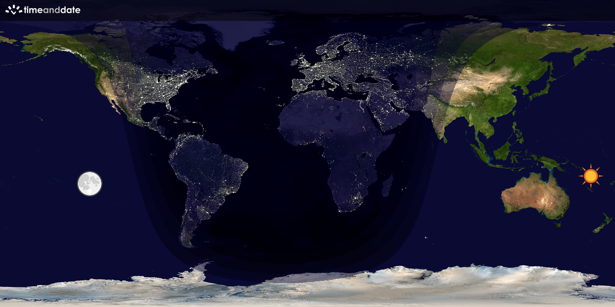 Verdenskart som viser dag og natt 