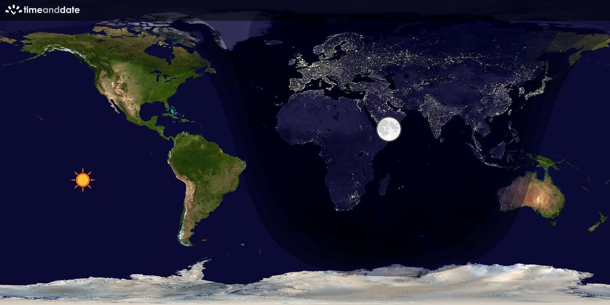 Verdenskart som viser dag og natt 