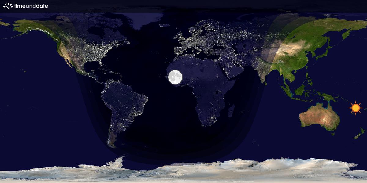 Verdenskart som viser dag og natt 
