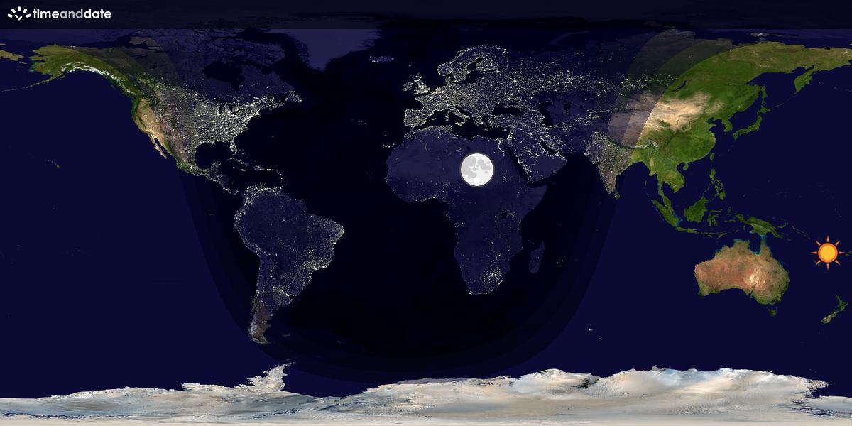 Verdenskart som viser dag og natt 