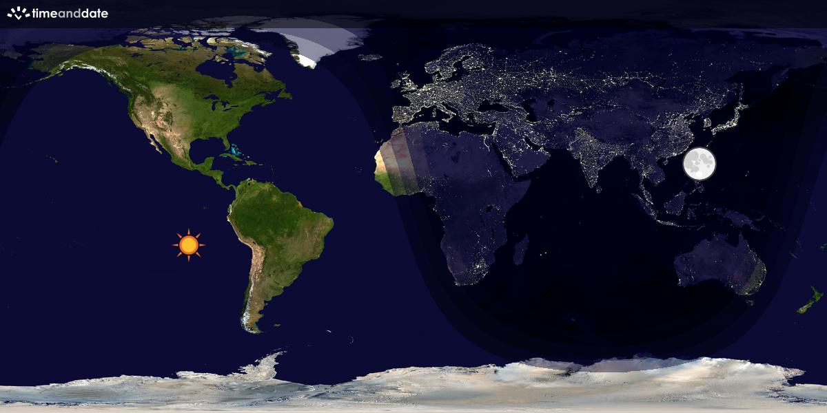 Verdenskart som viser dag og natt 