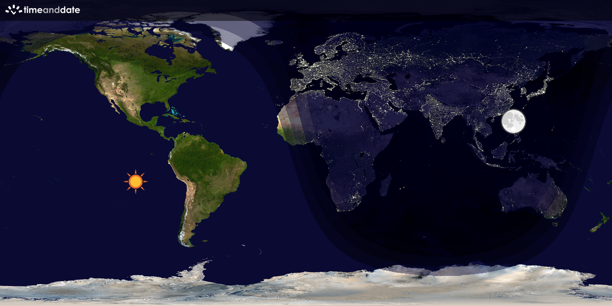 Verdenskart som viser dag og natt 