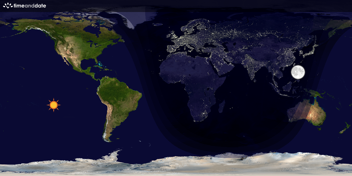 Verdenskart som viser dag og natt 
