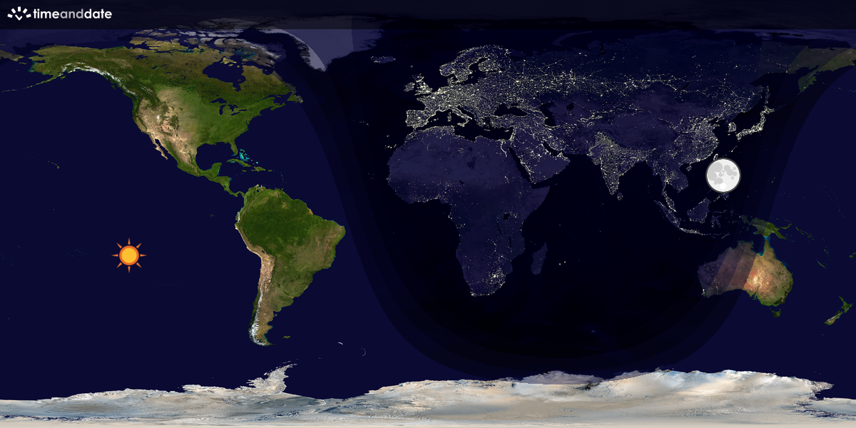 Verdenskart som viser dag og natt 