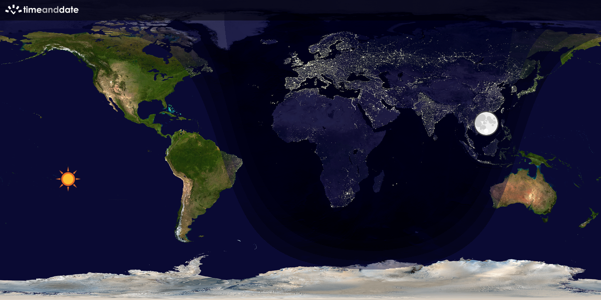 Verdenskart som viser dag og natt 