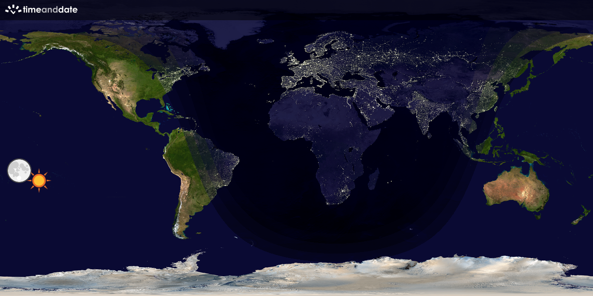 Verdenskart som viser dag og natt 