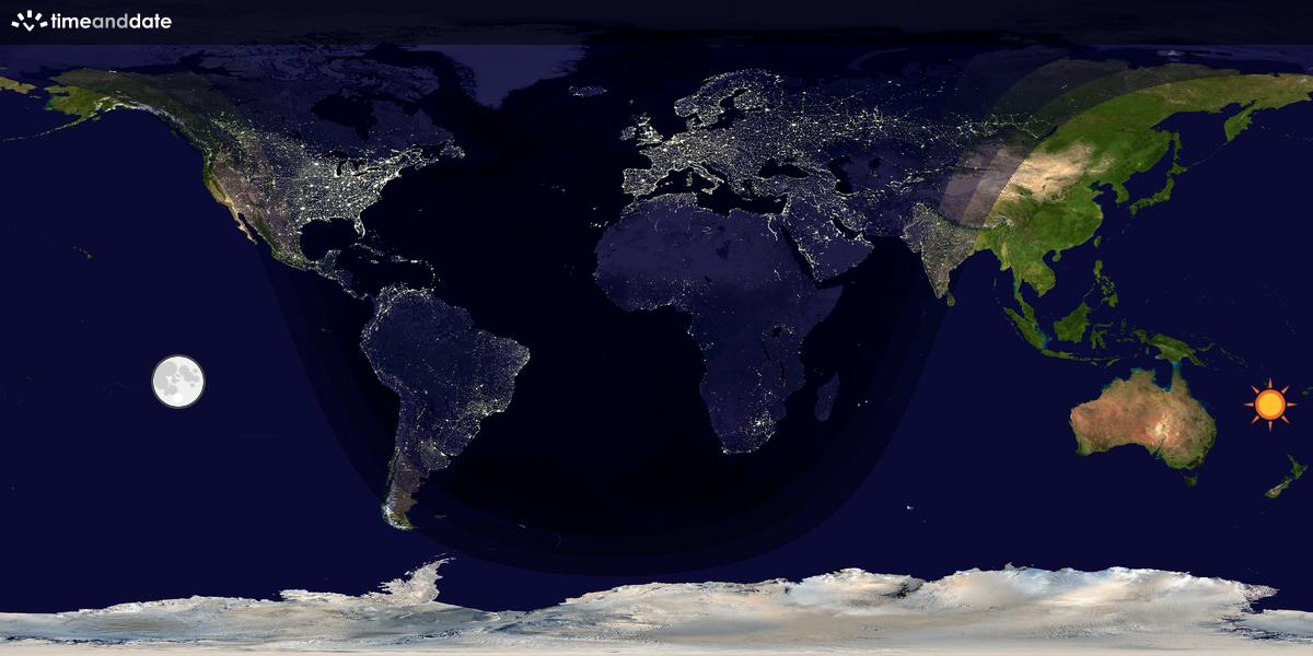 Verdenskart som viser dag og natt 