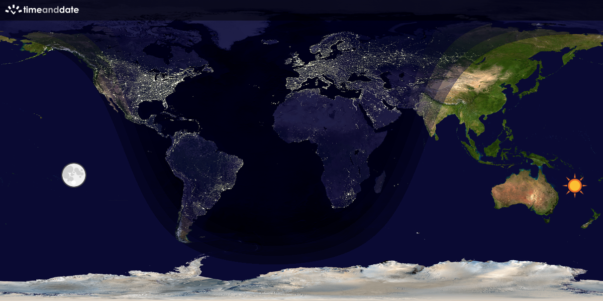 Verdenskart som viser dag og natt 