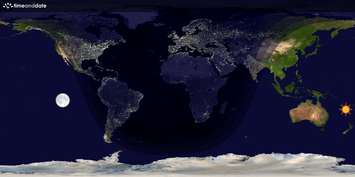 Verdenskart som viser dag og natt 