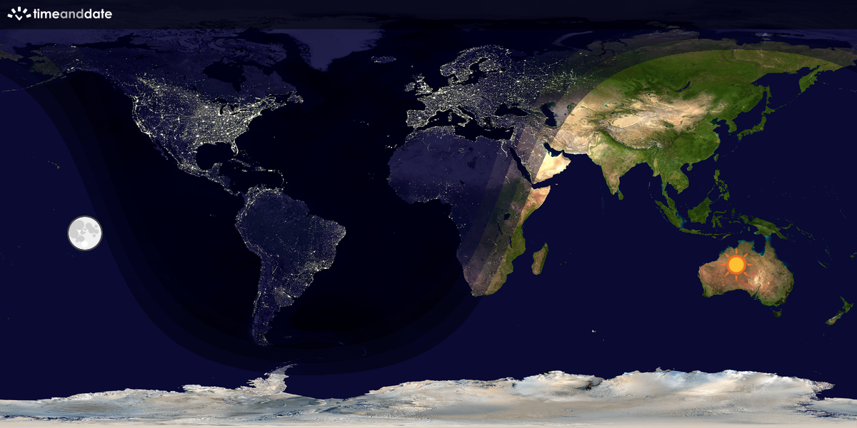 Verdenskart som viser dag og natt 