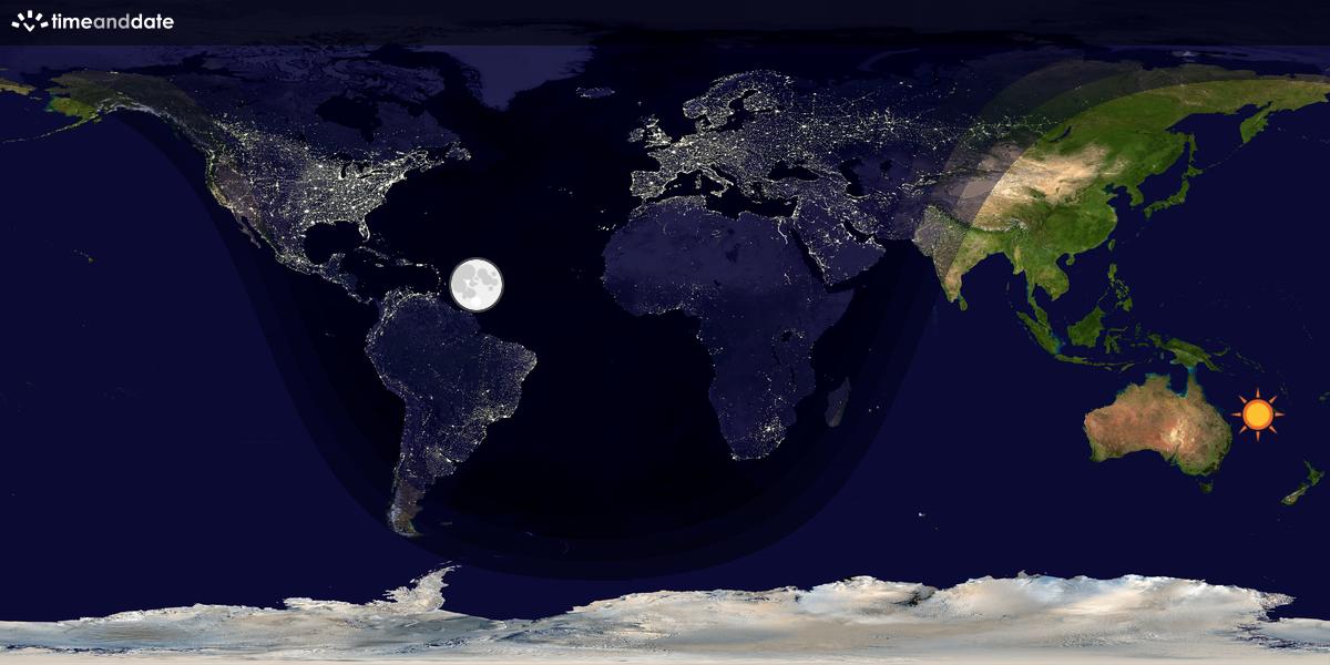 Verdenskart som viser dag og natt 