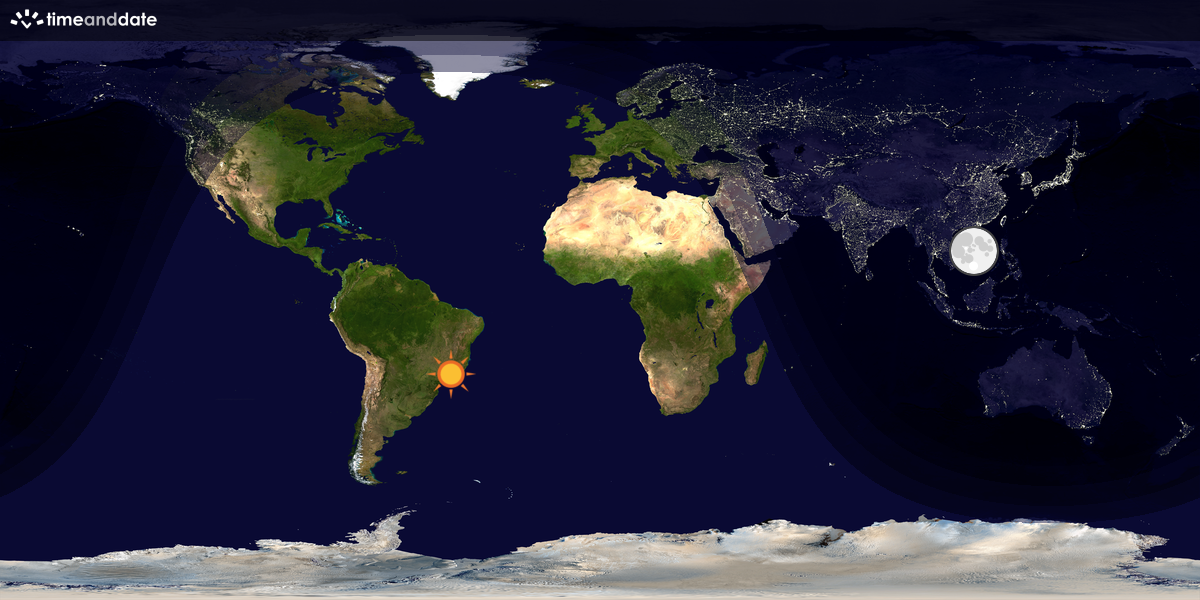 Verdenskart som viser dag og natt 