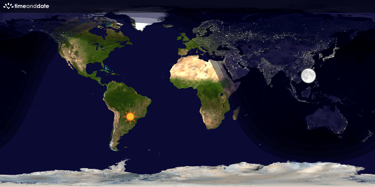 Verdenskart som viser dag og natt 