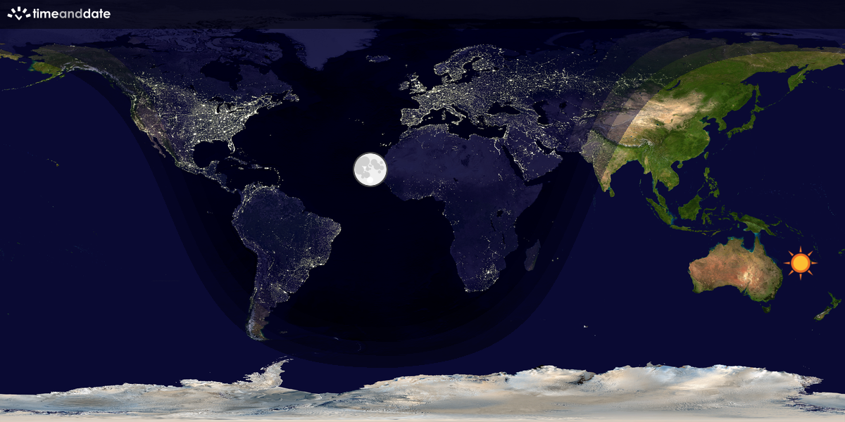 Verdenskart som viser dag og natt 