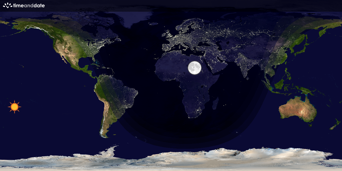 Verdenskart som viser dag og natt 