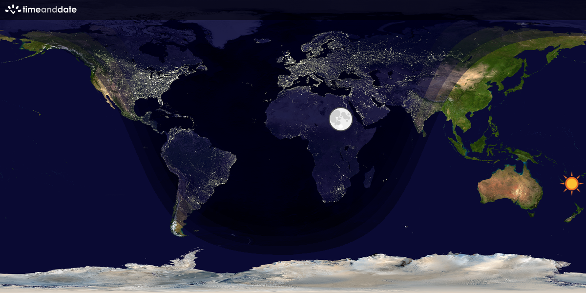 Verdenskart som viser dag og natt 