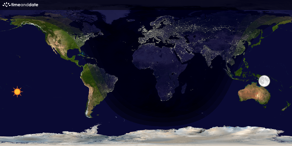 Verdenskart som viser dag og natt 