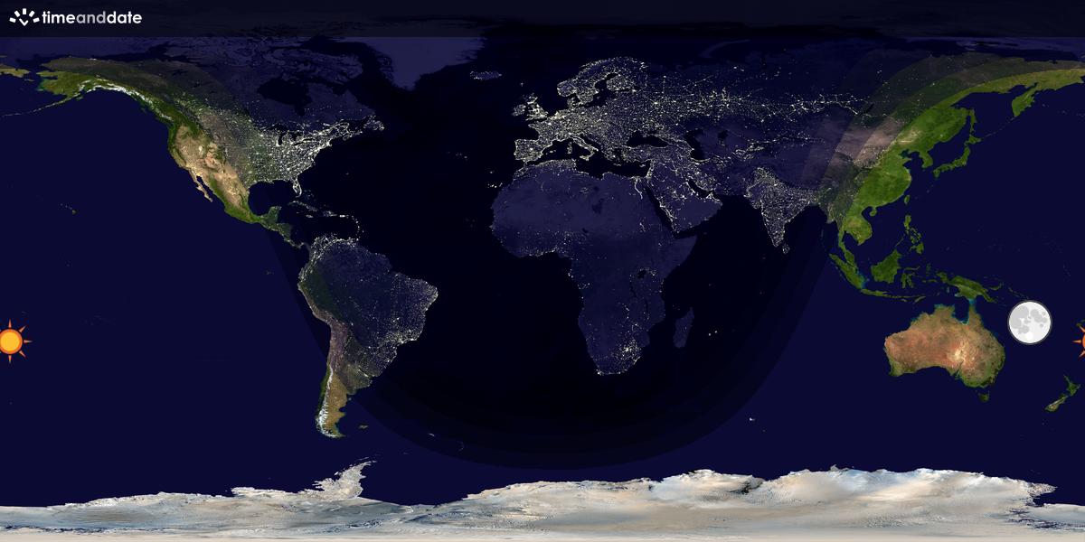 Verdenskart som viser dag og natt 