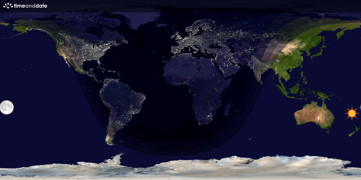 Verdenskart som viser dag og natt 