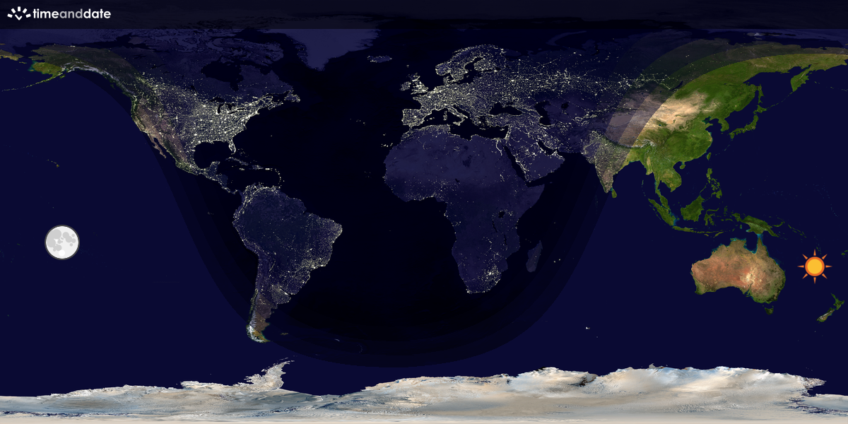 Verdenskart som viser dag og natt 
