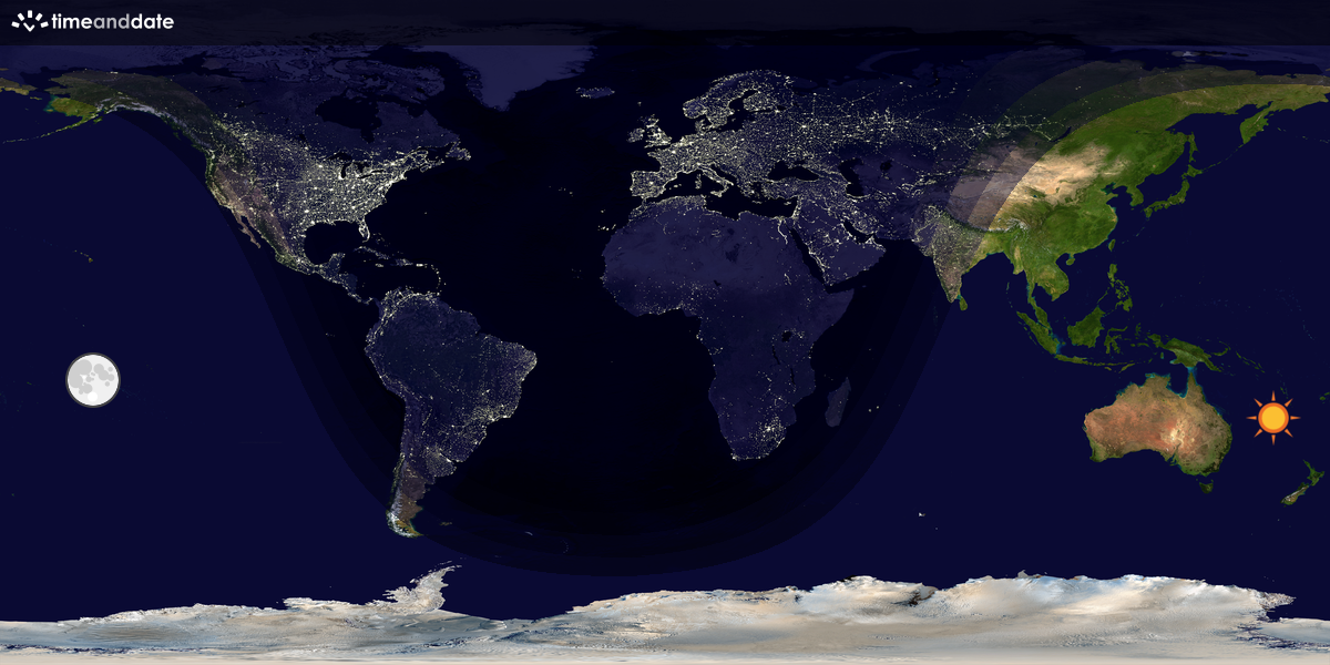 Verdenskart som viser dag og natt 