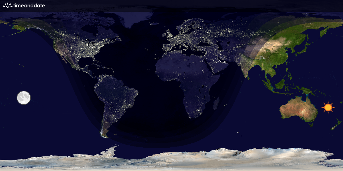 Verdenskart som viser dag og natt 