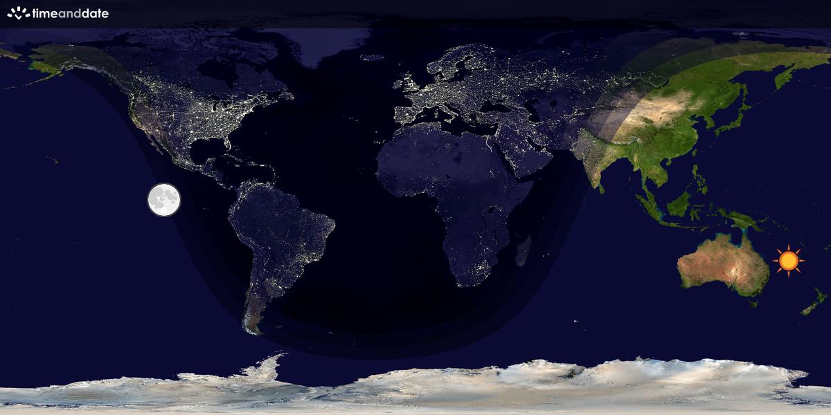Verdenskart som viser dag og natt 