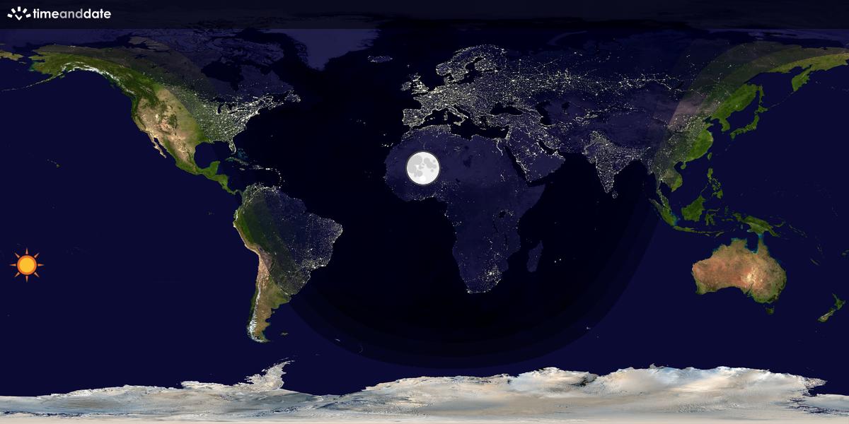 Verdenskart som viser dag og natt 