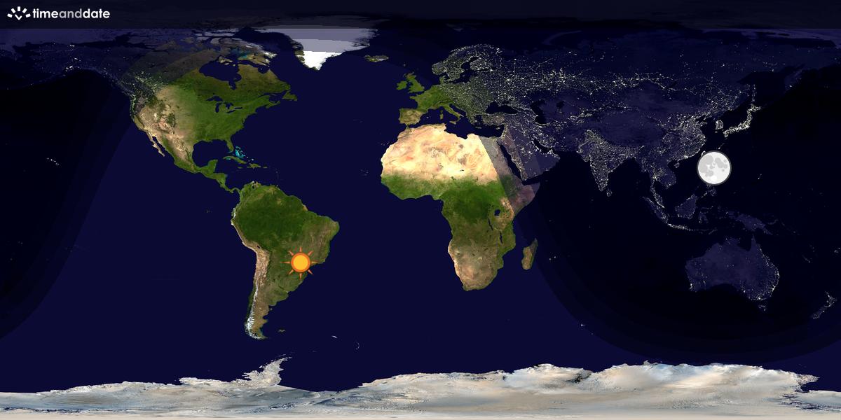 Verdenskart som viser dag og natt 