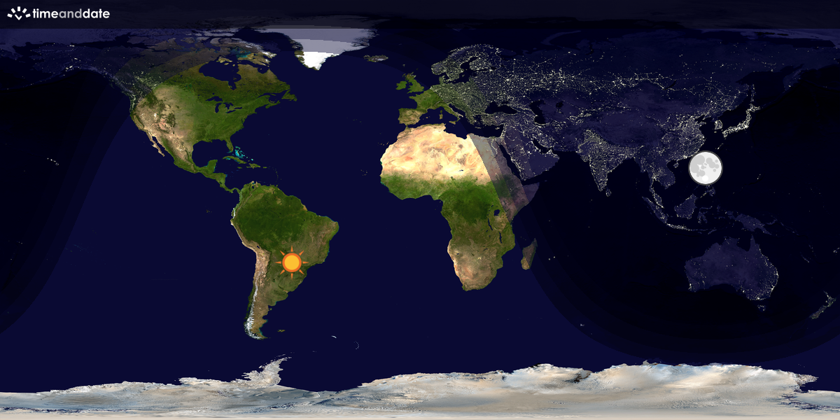 Verdenskart som viser dag og natt 