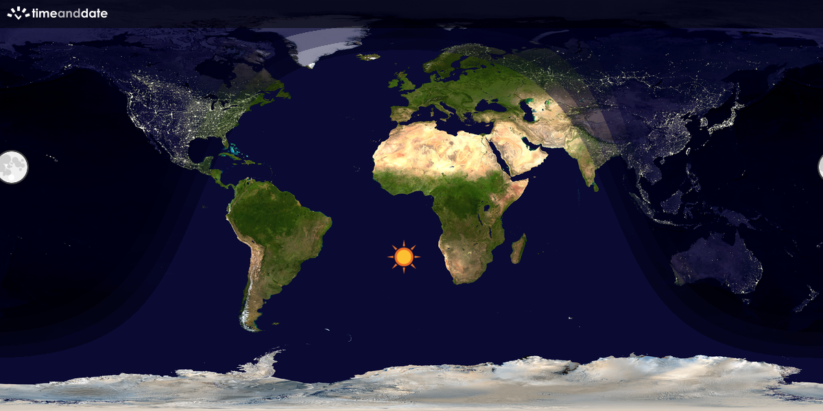 Verdenskart som viser dag og natt 