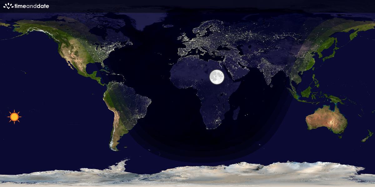 Verdenskart som viser dag og natt 