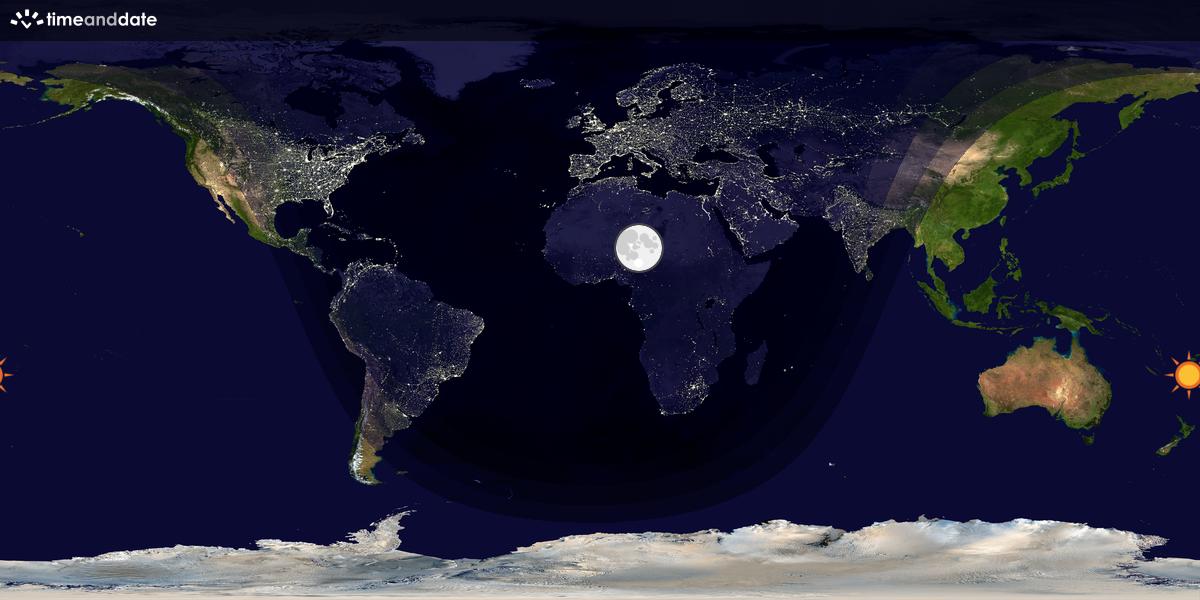Verdenskart som viser dag og natt 