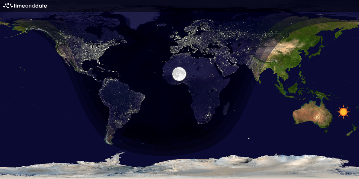 Verdenskart som viser dag og natt 
