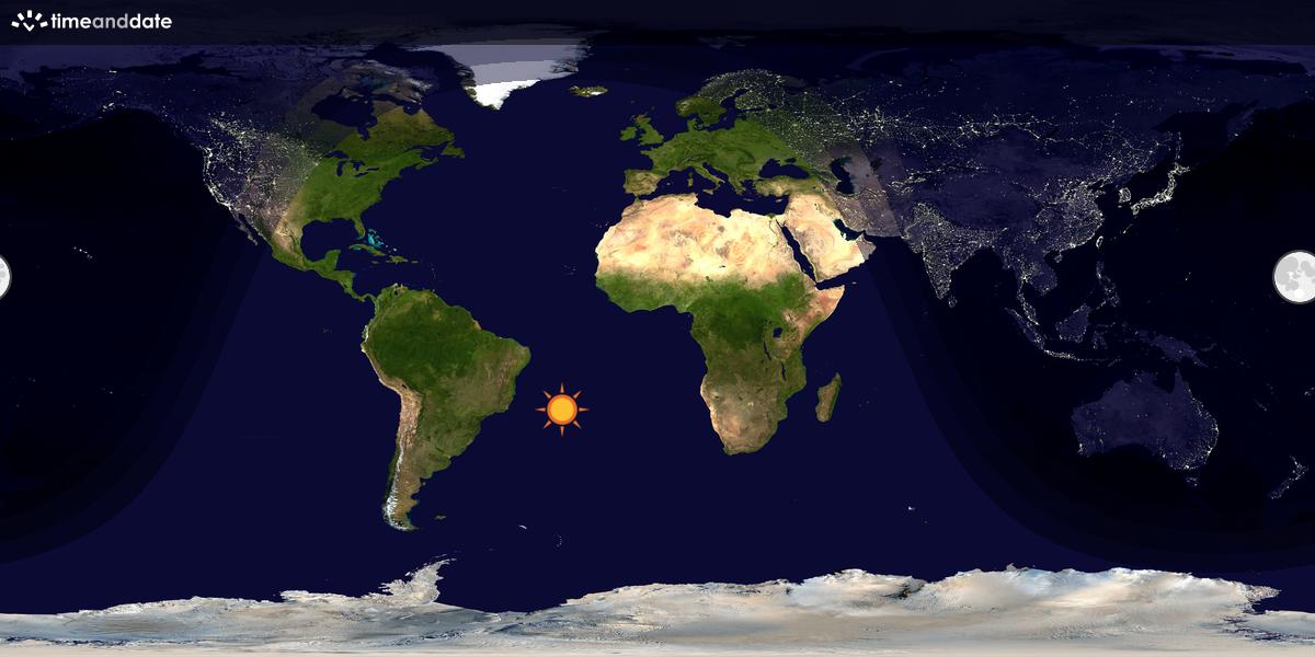 Verdenskart som viser dag og natt 