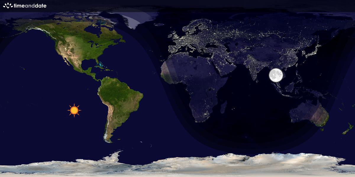 Verdenskart som viser dag og natt 