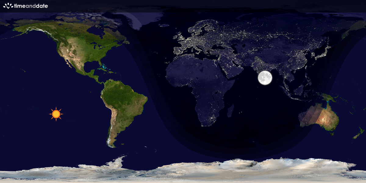 Verdenskart som viser dag og natt 