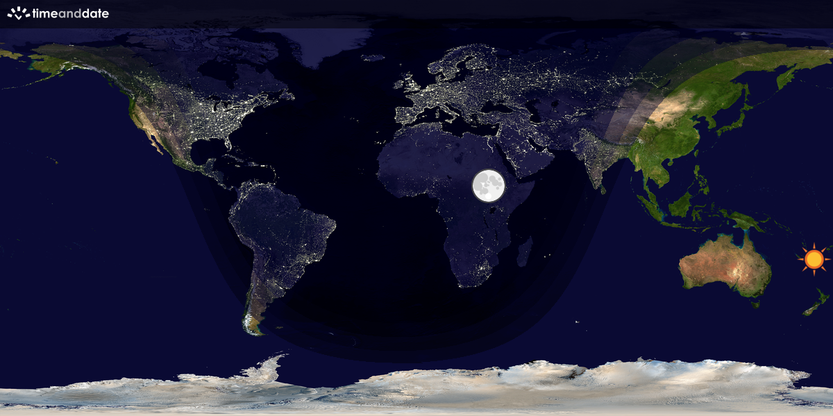 Verdenskart som viser dag og natt 