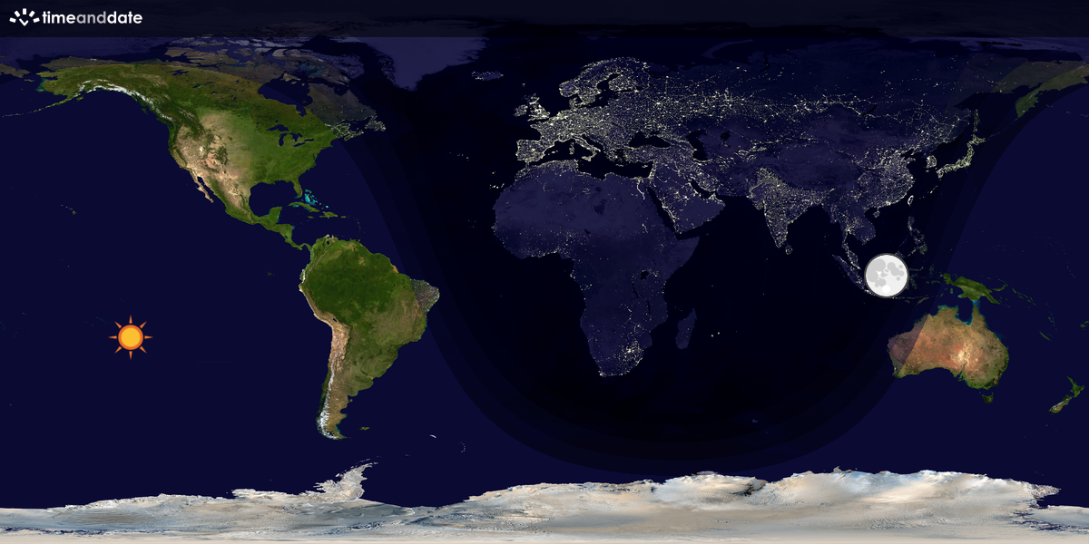 Verdenskart som viser dag og natt 