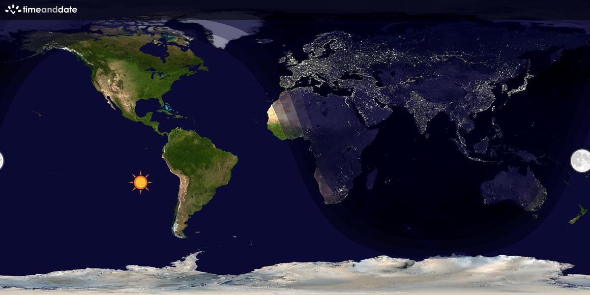 Verdenskart som viser dag og natt 