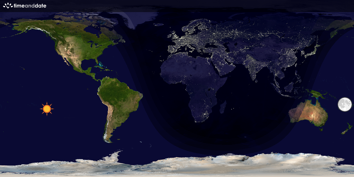 Verdenskart som viser dag og natt 