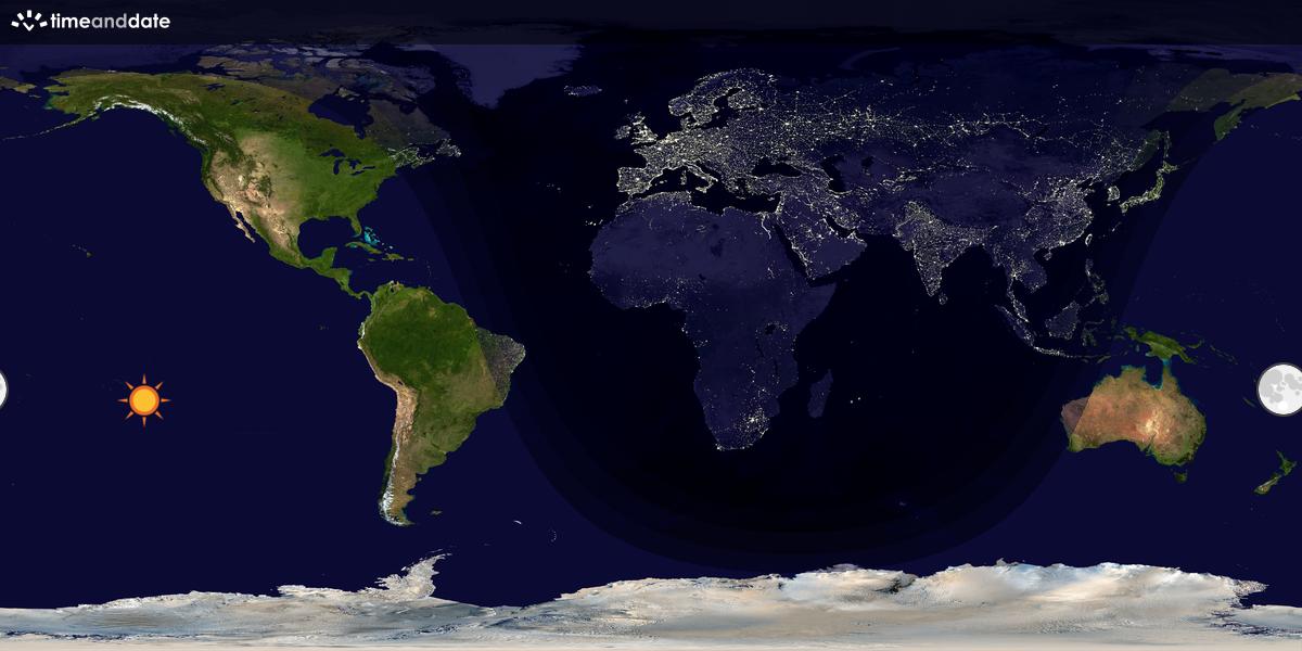 Verdenskart som viser dag og natt 