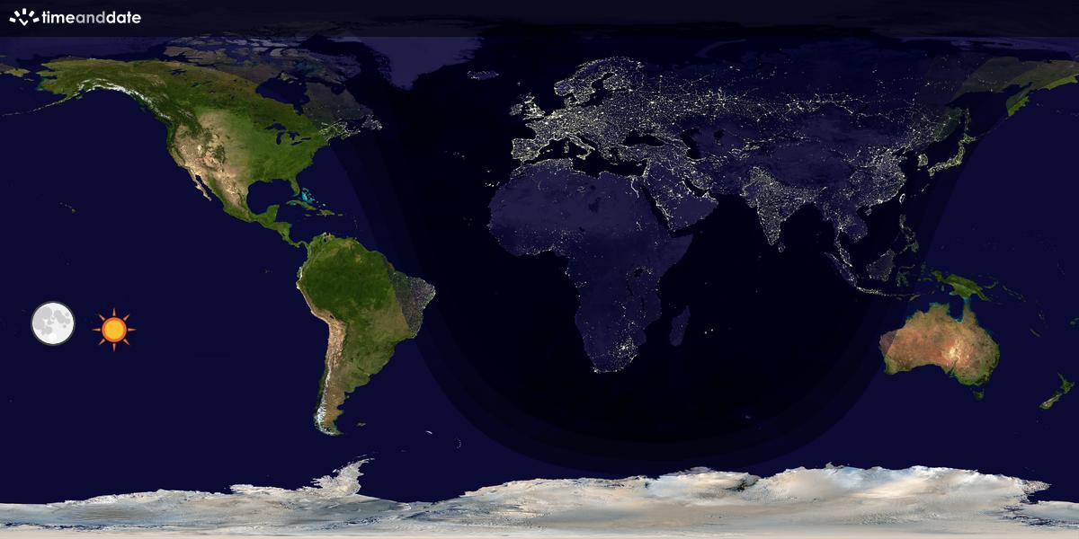 Verdenskart som viser dag og natt 