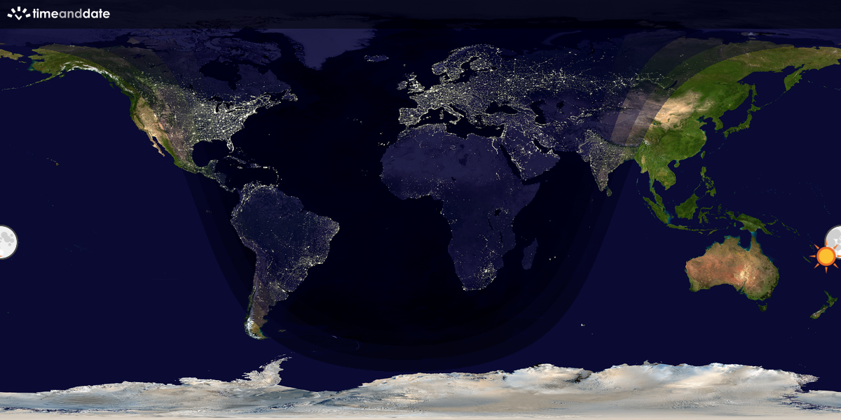 Verdenskart som viser dag og natt 