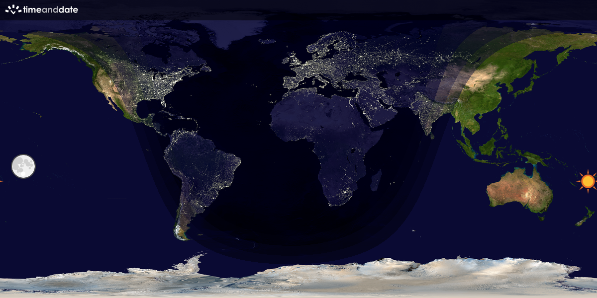 Verdenskart som viser dag og natt 