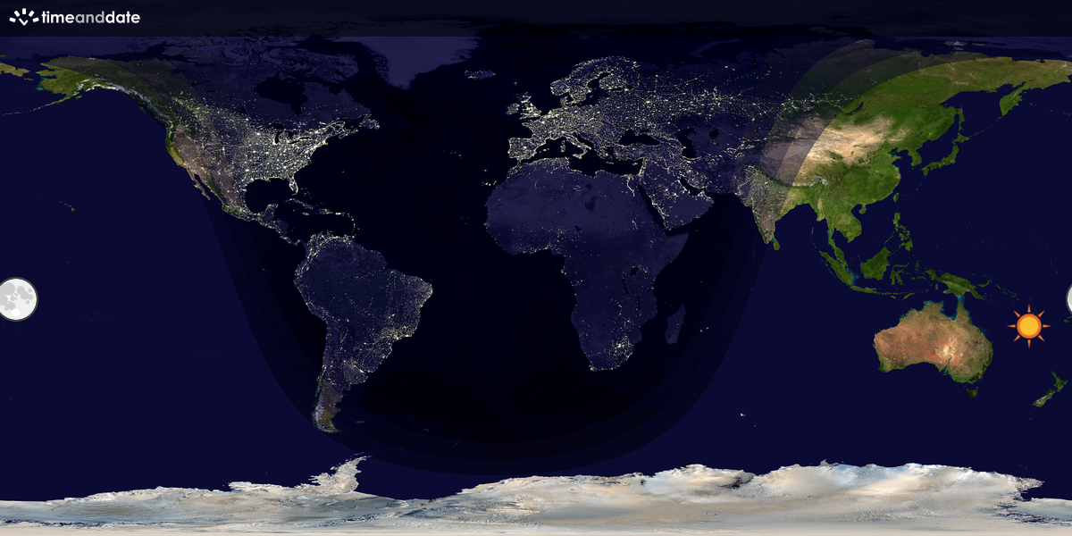Verdenskart som viser dag og natt 